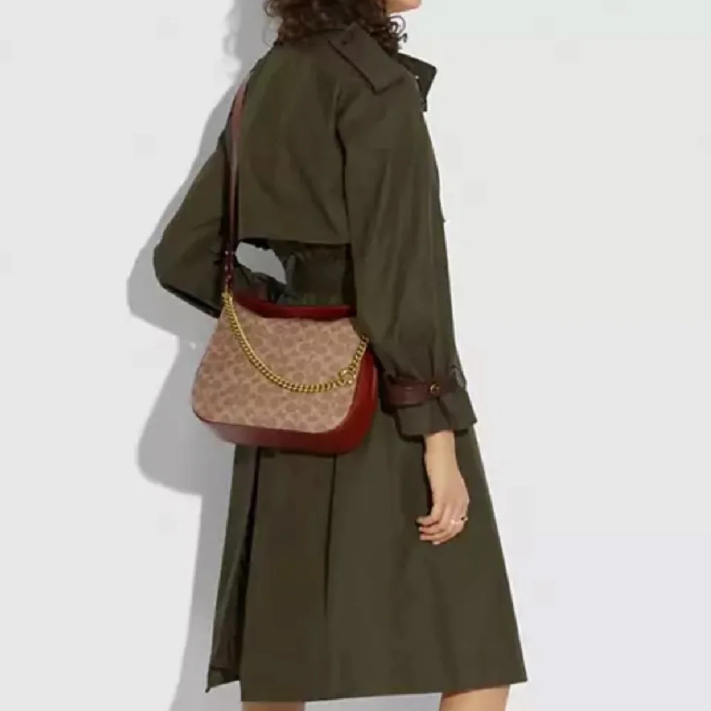 Coach Signature Canvas Crossbody Bag with Tan and Rust Accents - Picture 4 of 7